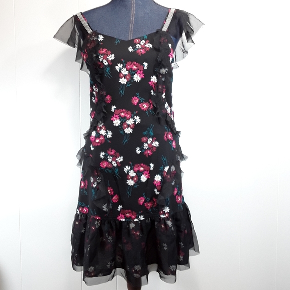 Libby Edelman Floral lace embellished dress medium - Picture 7 of 8